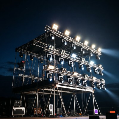 Illuminated Concert Stage at Night