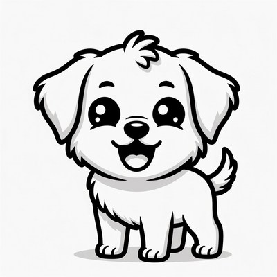 Cute cartoon puppy smiling