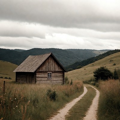Wooden Cabin in Mountain Valley