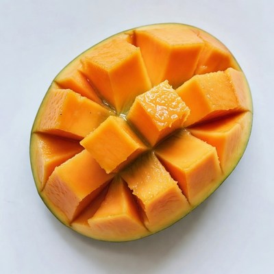 Sliced Mango on White Background