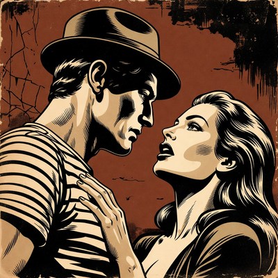 Man and woman kissing passionately