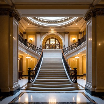 Grand Marble Staircase in Elegant Hall