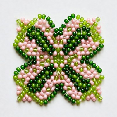 Green and Pink Four-Leaf Clover Beaded Craft