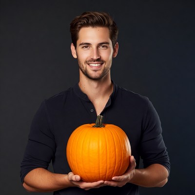 Man holding large pumpkin