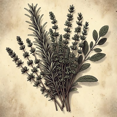Bundle of Rosemary and Lavender Herbs