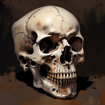Realistic Human Skull Illustration