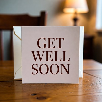 Get Well Soon Card on Table