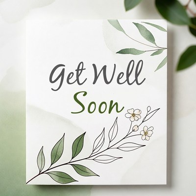 Get Well Soon Card with Leaves