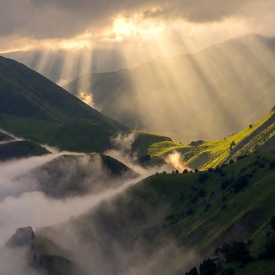 Sun Rays over Green Mountain Valley