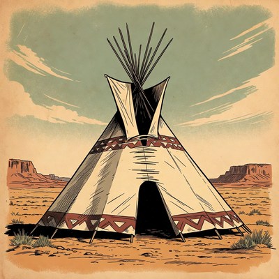 Teepee in Desert Landscape