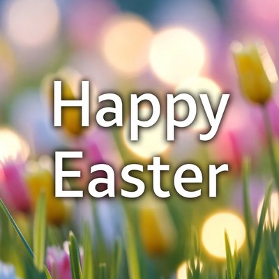 Happy Easter with Colorful Tulips