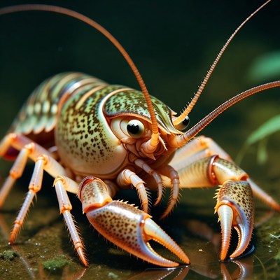 Colorful Lobster on Wet Surface