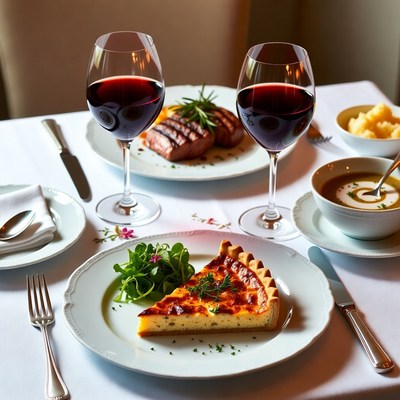 Grilled Steak Quiche Table Setting