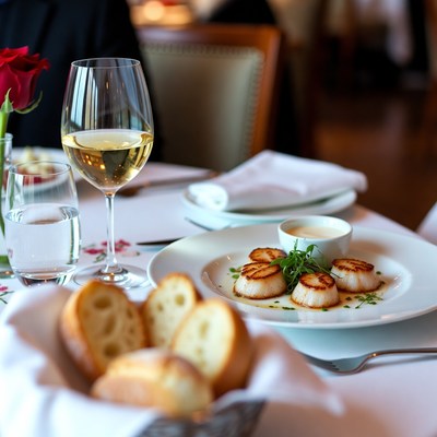Seared Scallops with Wine and Bread