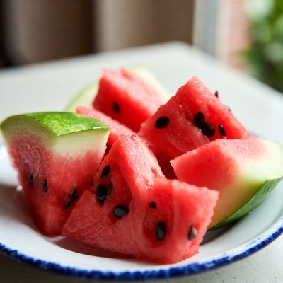Fresh watermelon slices on plate