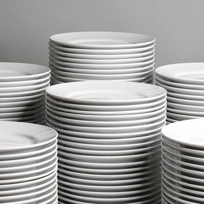 Stacks of White Plates