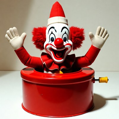 Clown popping out of jack-in-the-box
