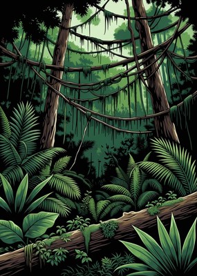 Lush Tropical Jungle Illustration