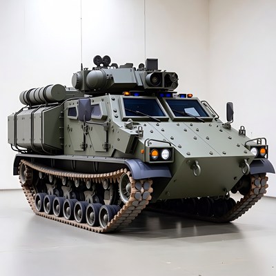 Green Armored Tracked Military Vehicle