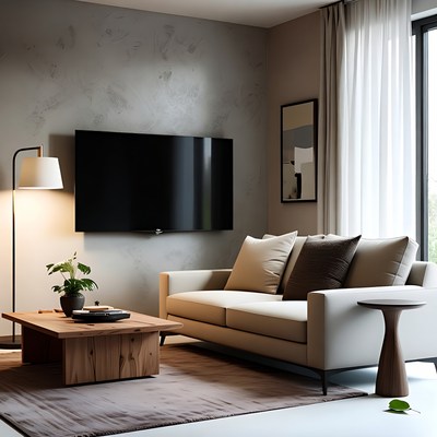 Modern Living Room with Beige Sofa