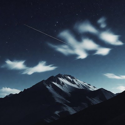 Snowy Mountain with Shooting Star