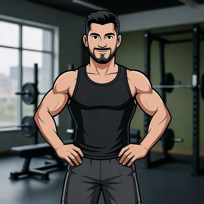 Muscular man in gym tank top