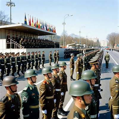 Military Parade Soldiers in Formation