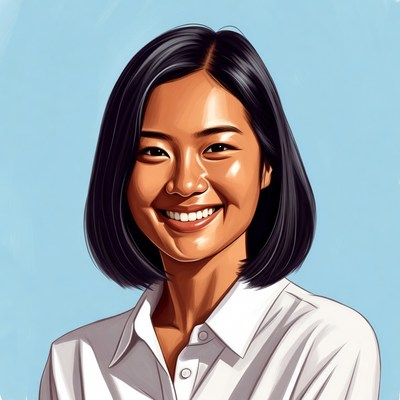 Smiling Asian woman in white shirt