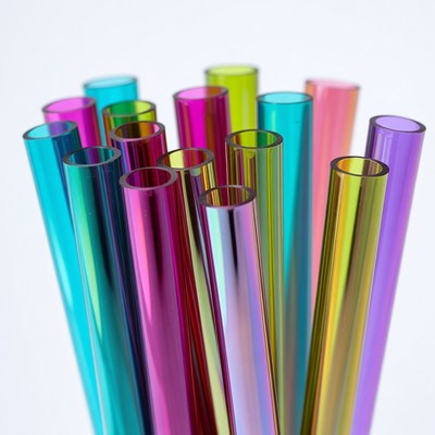 Colorful Straws on White Background