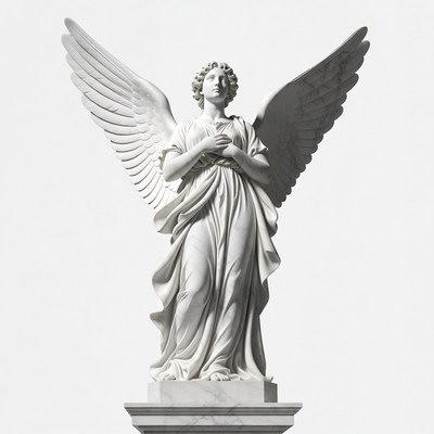 Winged Angel Statue with Hands Praying