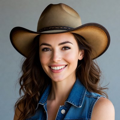 Smiling woman in cowboy hat