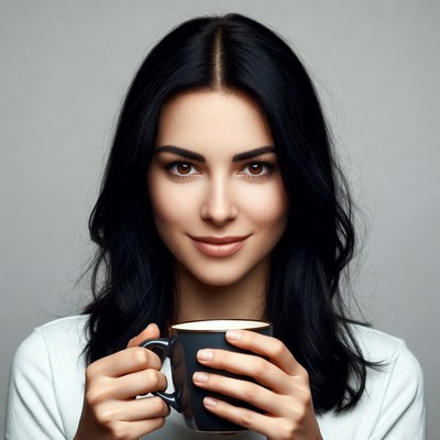 Woman holding coffee mug