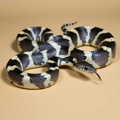 Albino king snake coiled