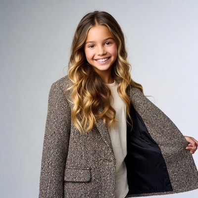 Smiling girl in tweed jacket
