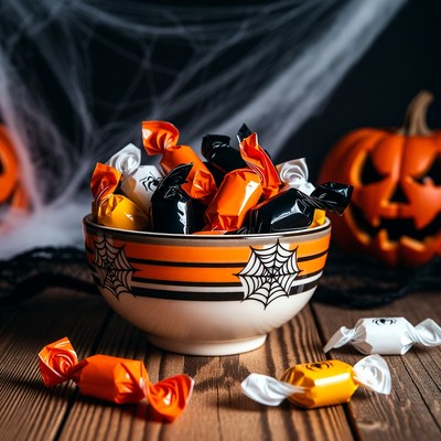 Halloween Candy Bowl with Pumpkins