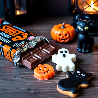 Halloween Candy Bar with Pumpkins and Ghost