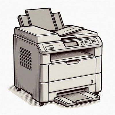 Line Art Office Printer Illustration