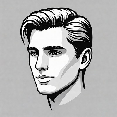 Handsome man with slicked hair illustration
