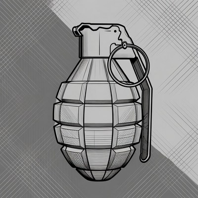 Grenade on gray background