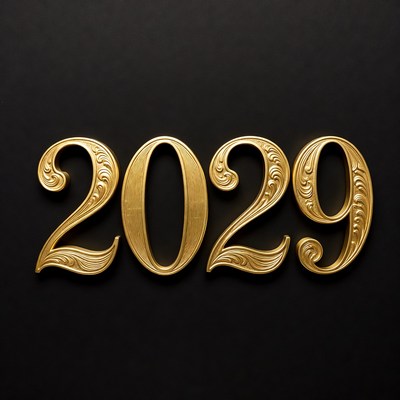 Gold 2029 Numbers on Black