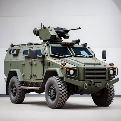 Armored Military Vehicle with Turret