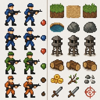 Pixel Art Soldiers and Game Assets