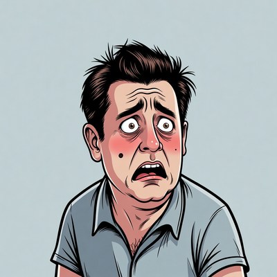 Cartoon man with shocked expression