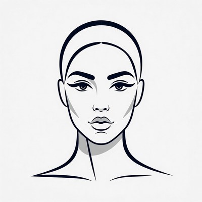 Black Outline Woman Face Illustration