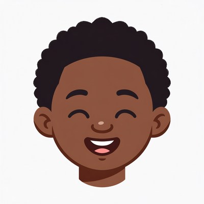 Smiling African-American boy cartoon face
