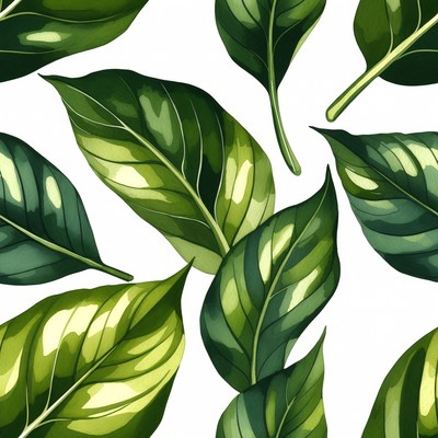 Green Tropical Leaves Seamless Pattern