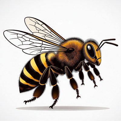 Flying honey bee illustration