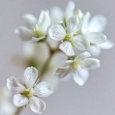 Delicate White Wildflowers on Stem