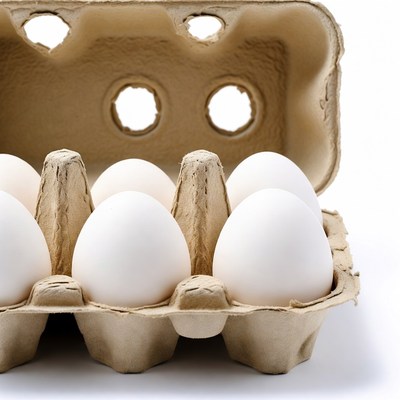 Dozen White Eggs in Open Carton