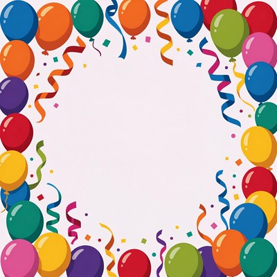 Colorful Balloons and Streamers Border